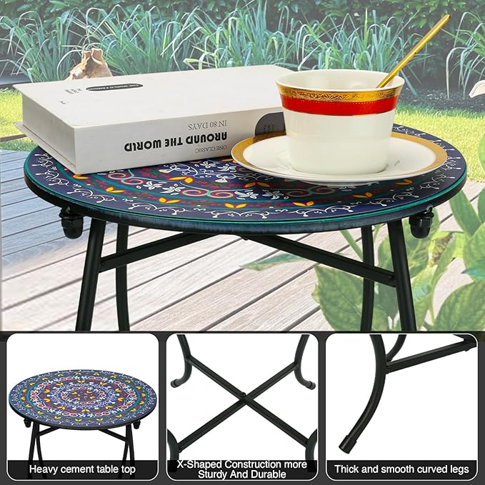 Fashion&cool Small Outdoor Side Table, Weather Resistant Metal Desk End Table - Image 5
