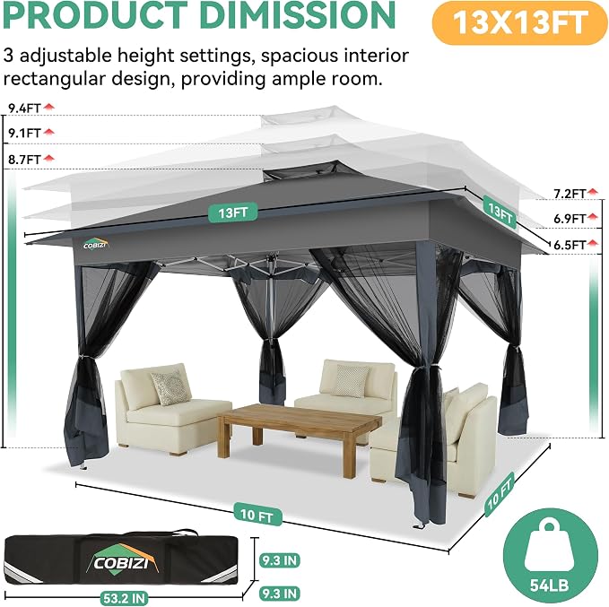 COBIZI 13x13 FT Pop up Gazebo on Clearance - Image 5