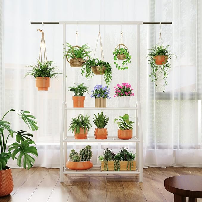 Plant Stand Indoor Outdoor, 3-Tier Heavy Duty Metal Hanging Plant Shelf - Image 6