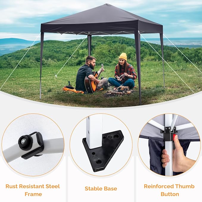 VINGLI 10x10 Pop Up Canopy Tent, Outdoor Portable Foldable Canopy - Image 4