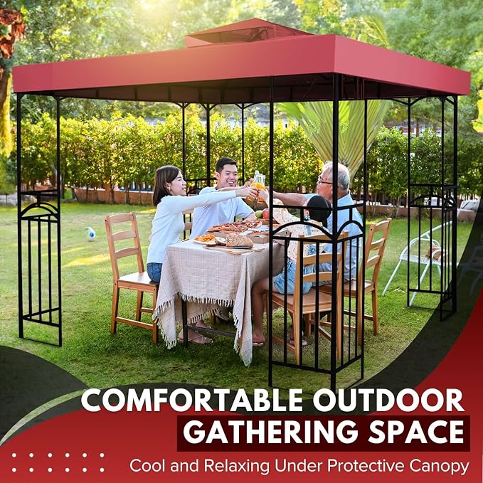 Flexzion Gazebo Cover Replacement Canopy Top 12x12 Ft - Image 8