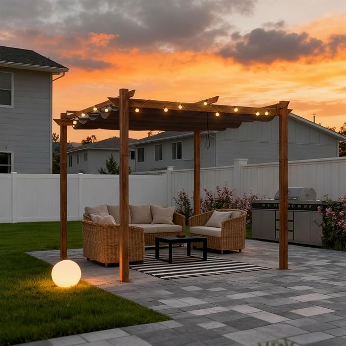 PURPLE LEAF 10' x 10' Outdoor Retractable Pergola by PURPLELEAF