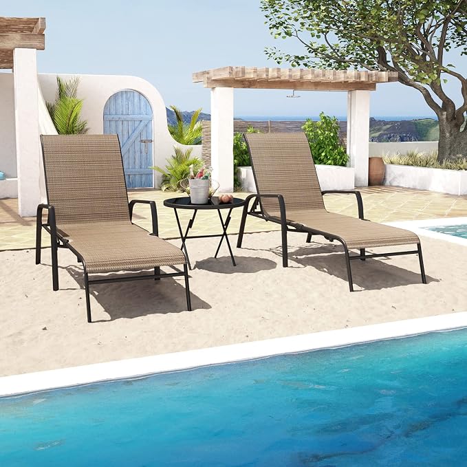 Devoko Patio Chaise Lounges Sets Outdoor Lounge Chairs by DEVOKO
