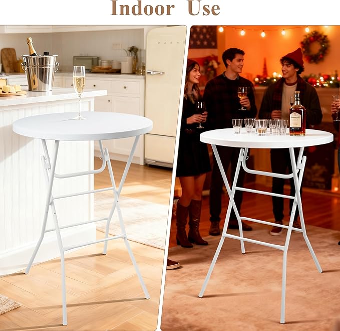 Folding Round Table, 32in Cocktail Table, High Top Table - Image 6