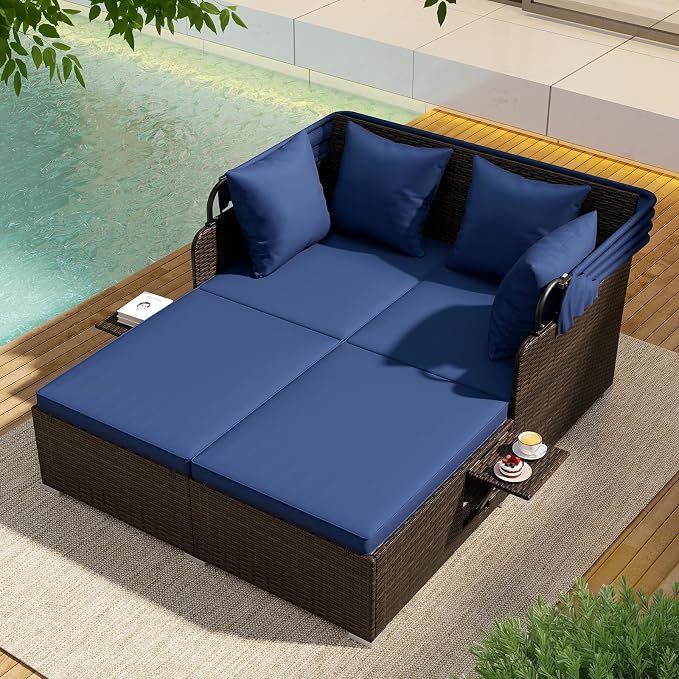 ORALNER Outdoor Daybed, 2-Person Wicker Patio Sofa - Image 7