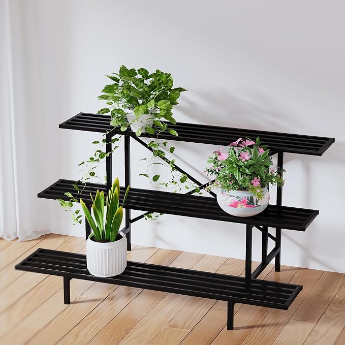 Zhongma 3 Tier Sturdy Metal Plant Stand, L45.67 x W26 x H23.6 inch, Heavy Duty - Image 2