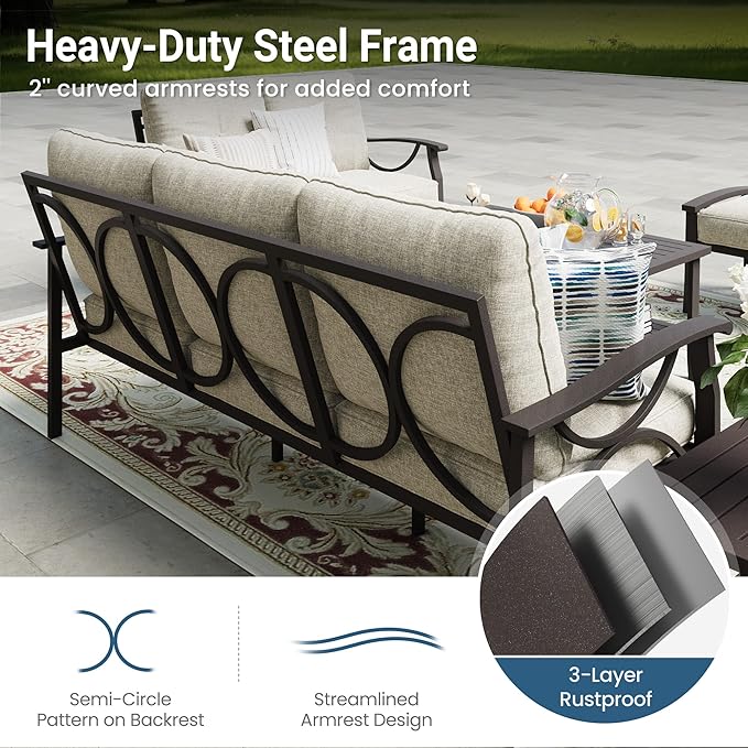 RoyalCraft Patio 3 Seats Sofa, All-Weather Outdoor Couch, Patio Furniture Sofa - Image 5