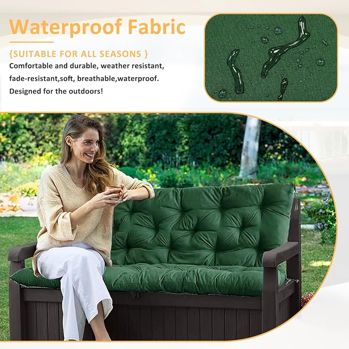 Swing Replacement Cushions for Outdoor: 2-3 Seater Waterproof Porch Bench - Image 6
