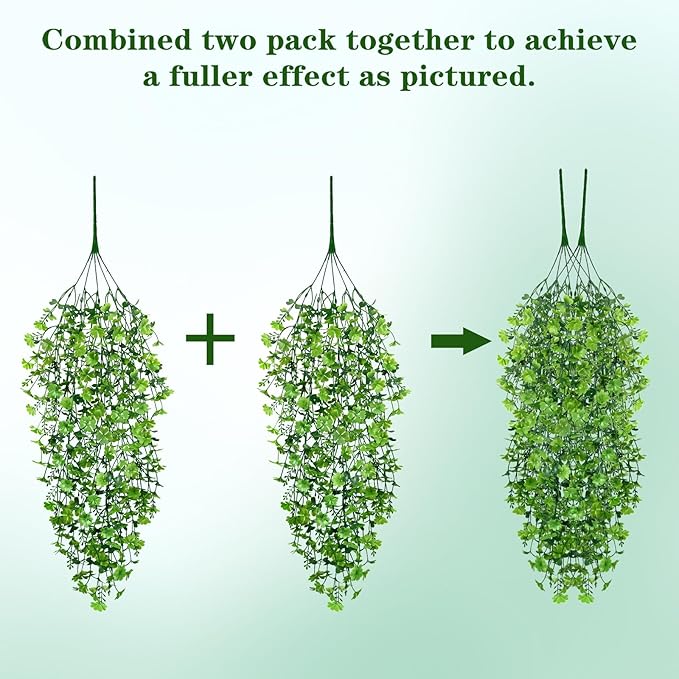 Waipfaru Artificial Hanging Four-leaf clover, Faux Ivy Pothos Vines Greenery - Image 7