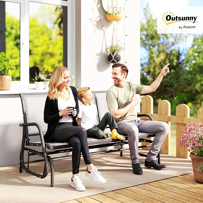 Outsunny 3-Person Patio Glider Bench, Outdoor Porch Glider Swing - Image 2