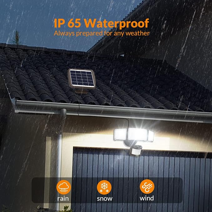 LEPOWER 1600LM LED Solar Security Lights Motion Outdoor, 5500K White Light - Image 5