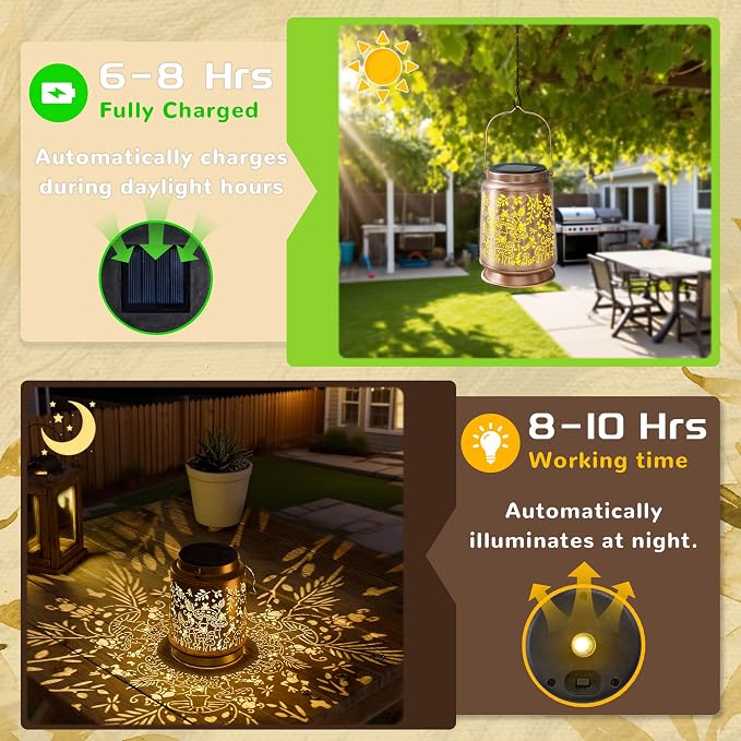 Mushroom & Frog Solar Lantern for Garden Outdoor Decor – Hanging Metal Light - Image 7