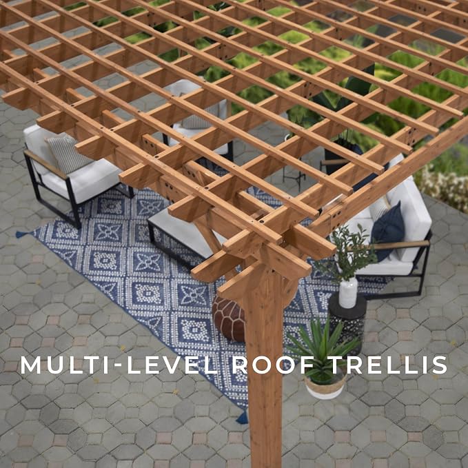 Backyard Discovery Beaumont 14' x 12' Traditional Cedar Wood Pergola Kit - Image 9