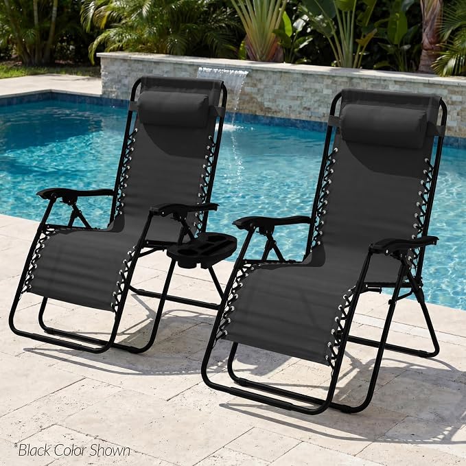 Best Choice Products Set of 2 Extra Wide Adjustable Steel Mesh Zero Gravity - Image 2