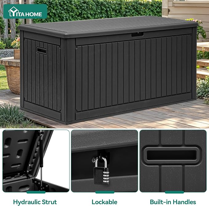 YITAHOME 260 Gallon Extra Large Deck Box, Double-Wall Resin Outdoor Storage Box - Image 6