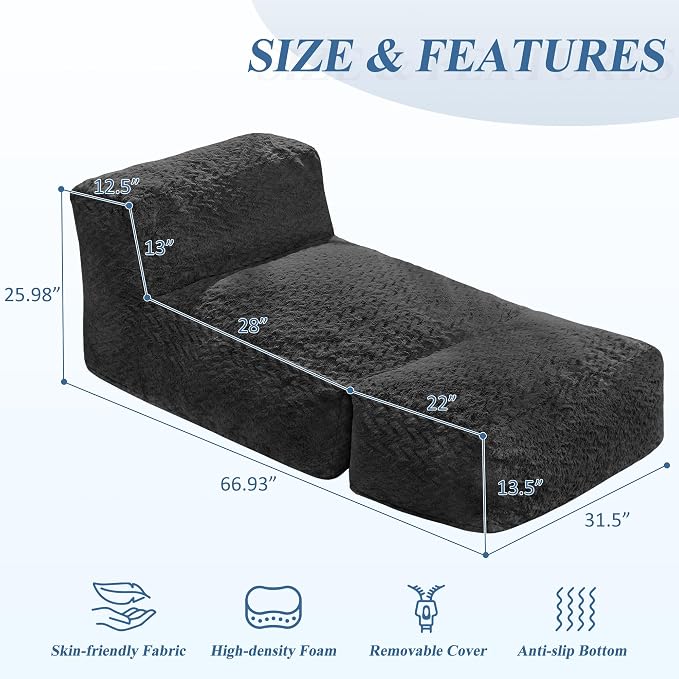 Hobestluk Bean Bag Chair Big Bean Bag Lounger - Image 2