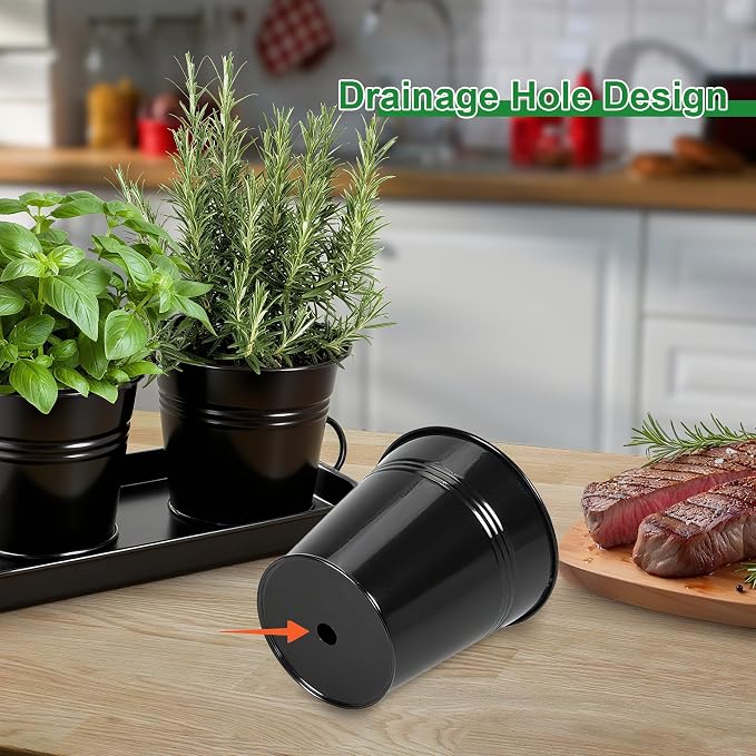 Herb Garden Planter Indoor Kit – 6 Metal Pots - Image 3