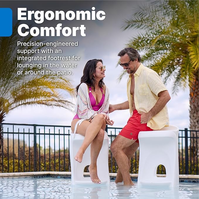 Step2 in Pool Stool, 33-inches Tall, Waterproof Patio Furniture, Bar Stool - Image 4
