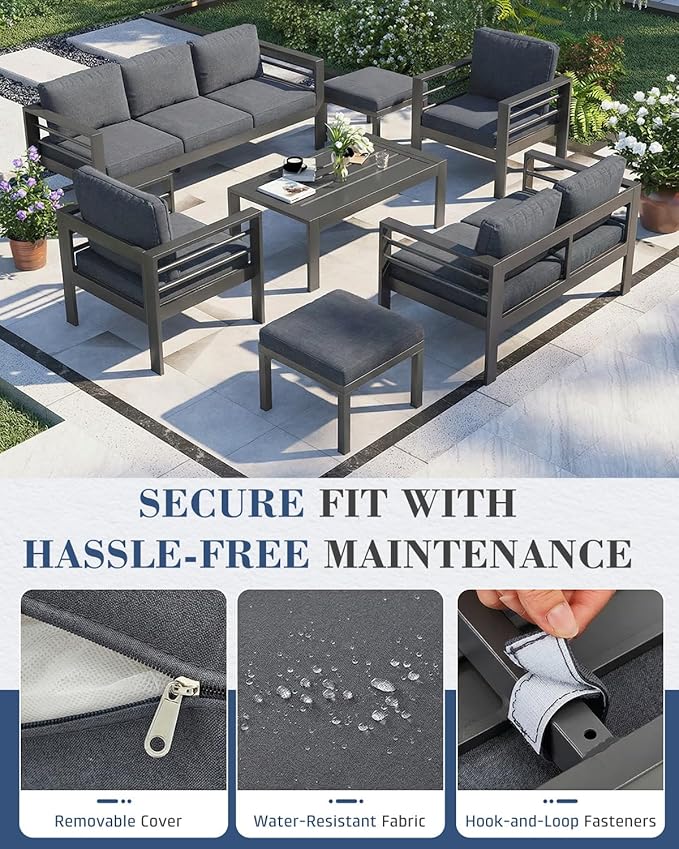 AECOJOY Aluminum Patio Furniture Set, 9 Seats Modern Outdoor Furniture - Image 4