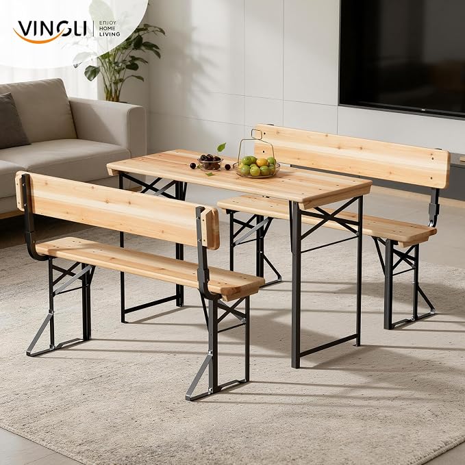 VINGLI 45 Inch Folding Picnic Tables and Chair Set - Image 7