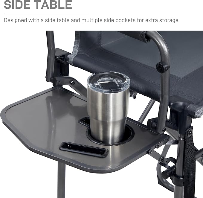 EVER ADVANCED Portable 30.7" Seat Height Tall Folding Camping Chair Directors - Image 5