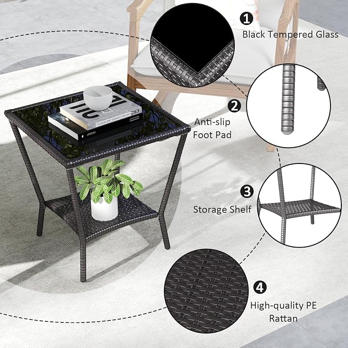 Kinfant Rattan Patio Side Table - Image 4