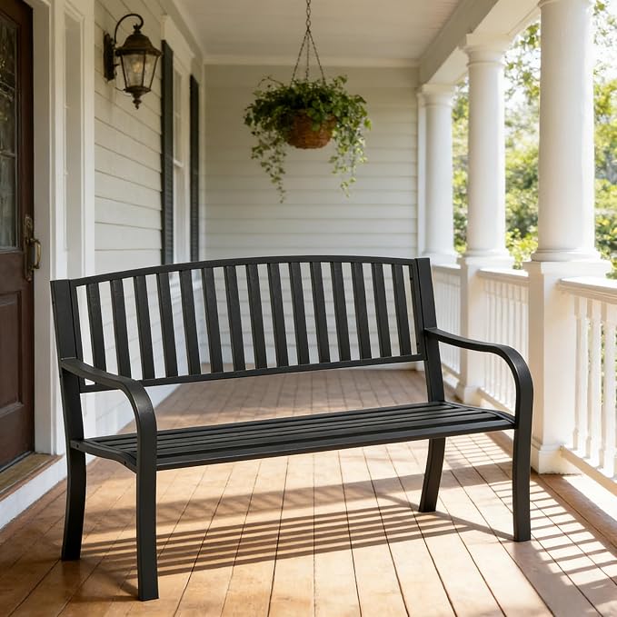 SHGJ&SOFT Outdoor Bench, Garden Bench, Cast Iron Metal Frame Patio Park Bench - Image 8