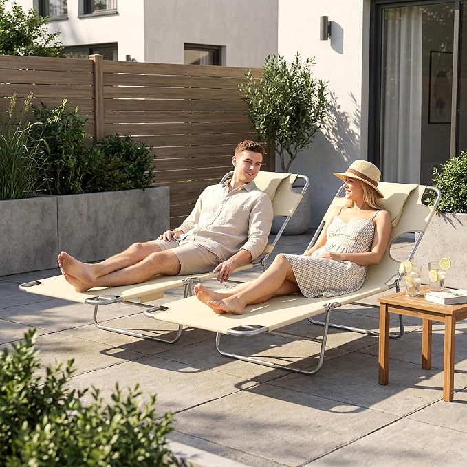 Outsunny Chaise Lounge Chair Outdoor Set of 2 - Image 8