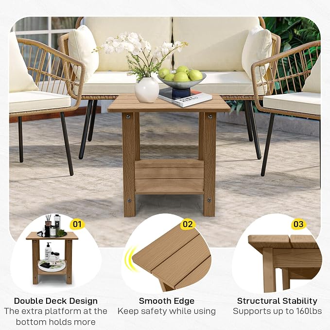 Melucivi Weather Resistant Outdoor Side Table, Double Small Adirondack Side - Image 6