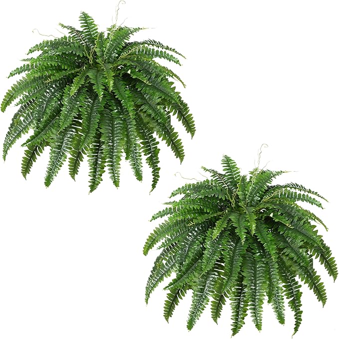 Artificial Boston Fern Bush- Set of 2 Large Artificial Ferns by Unknown