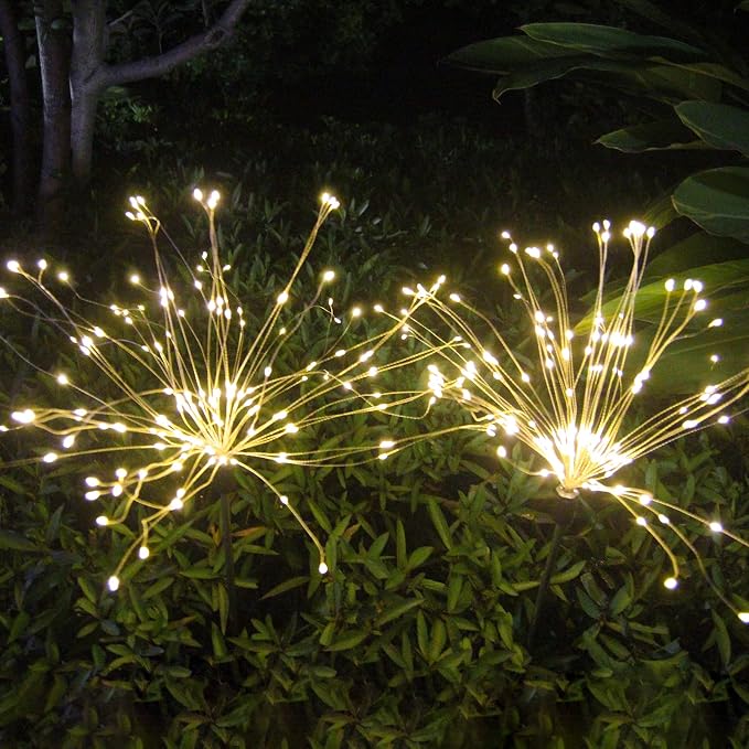 Solar Garden Firework Lights Outdoor Waterproof 2 Pack Solar Powered Art Stake - Image 4