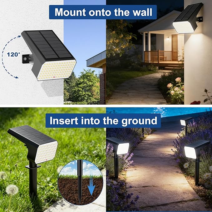 LANSOW 12 Pack Solar Spot Lights Outdoor Waterproof IP67, Solar Landscape - Image 6