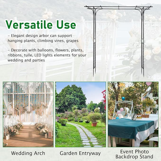 VINGLI Garden Arbor, Arch for Wedding Ceremony Party, Christmas Garden Decor - Image 4