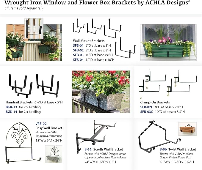 Achla Designs SFB-02 Wall-Mount, 8 inch Flower Window Box Planter Brackets - Image 6