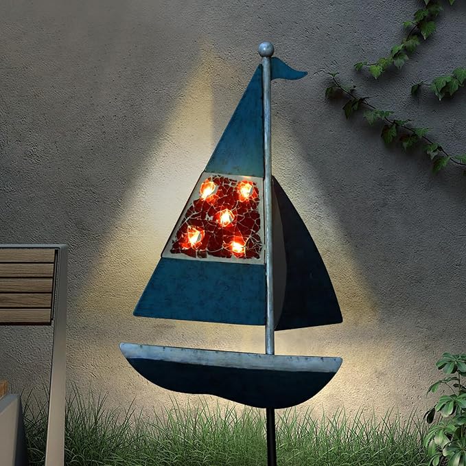 Solar Garden Lights Sailboat Stake Decor-Yard Outdoor Statue Decorations - Image 5