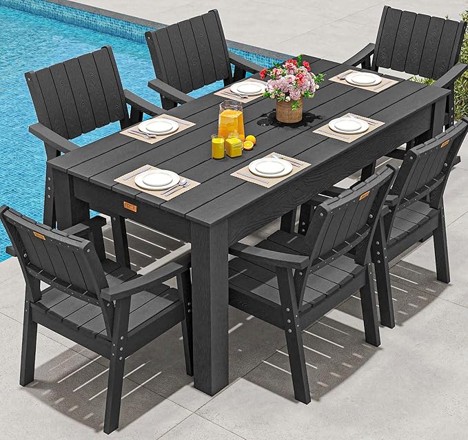 ZHUSI Patio Table and Chairs Set, Outdoor Table and Chairs, HDPE Outdoor Dining by ZHUSI