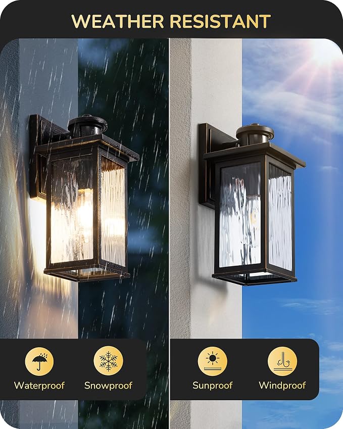 EDISHINE Motion Sensor Outdoor Light Fixtures Wall Mount, Dusk to Dawn Front - Image 5