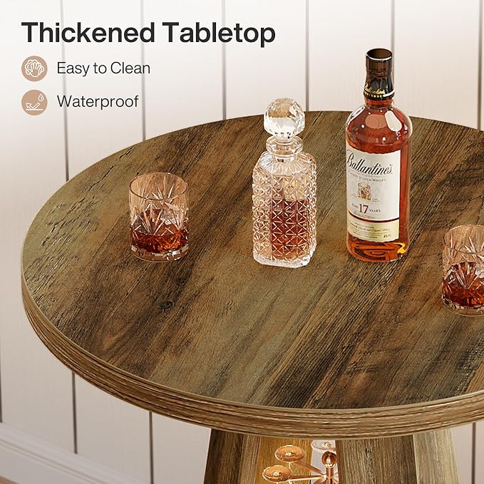 Tribesigns Round Bar Table Set of 2, 39.4" H High Top Bistro Table - Image 9