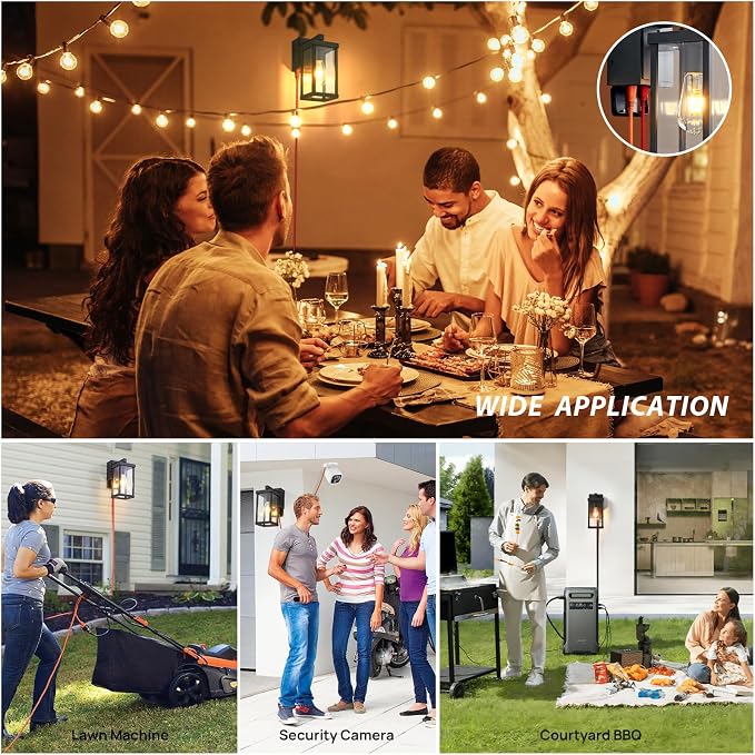 Dusk to Dawn Porch Lights with GFCI Outlets Waterproof Outdoor Wall Lights - Image 4