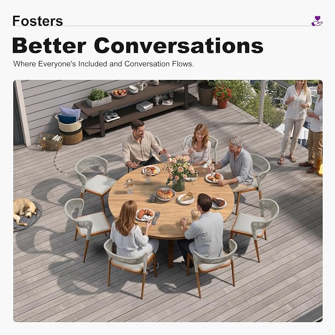 PURPLE LEAF 9 Pieces Round Patio Dining Set Outdoor Furniture - Image 4