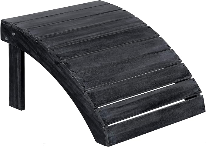 Safavieh PAT6701K Outdoor Collection Mopani Ottoman, Dark Slate Grey - Image 4