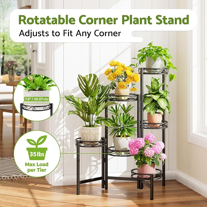Plant Stand Indoor Outdoor, 6 Tier Metal Flower Shelf - Image 2