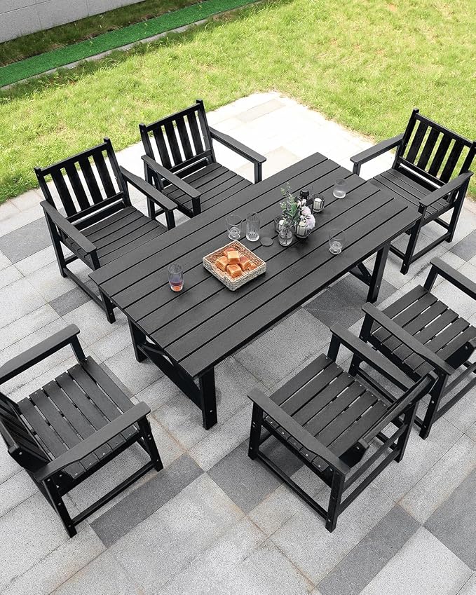 7 Pieces HDPE Outdoor Dining Set, Patio Dining Set - Image 4