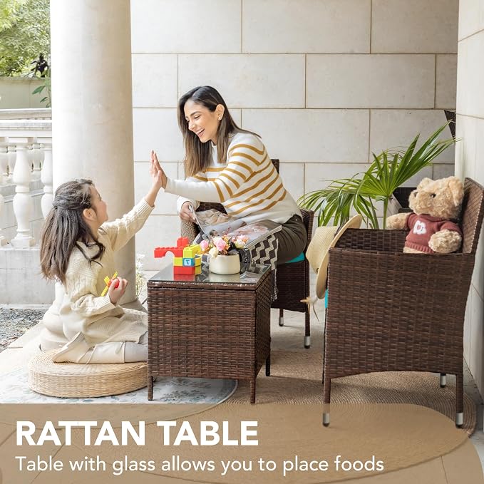 Devoko Patio Porch Furniture Sets 3 Pieces PE Rattan Wicker Chairs - Image 5