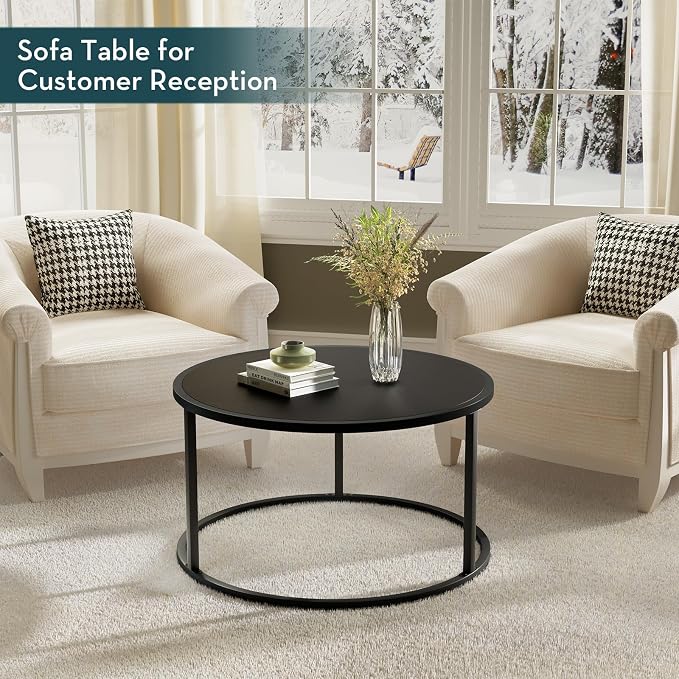 SAYGOER Small Round Coffee Table, Modern Center Table - Image 6