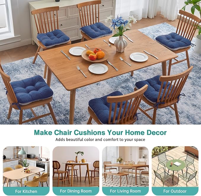 BETU Chair Cushions for Dining Chairs Set of 6, 3.5" Thick Kitchen Table Chair - Image 5