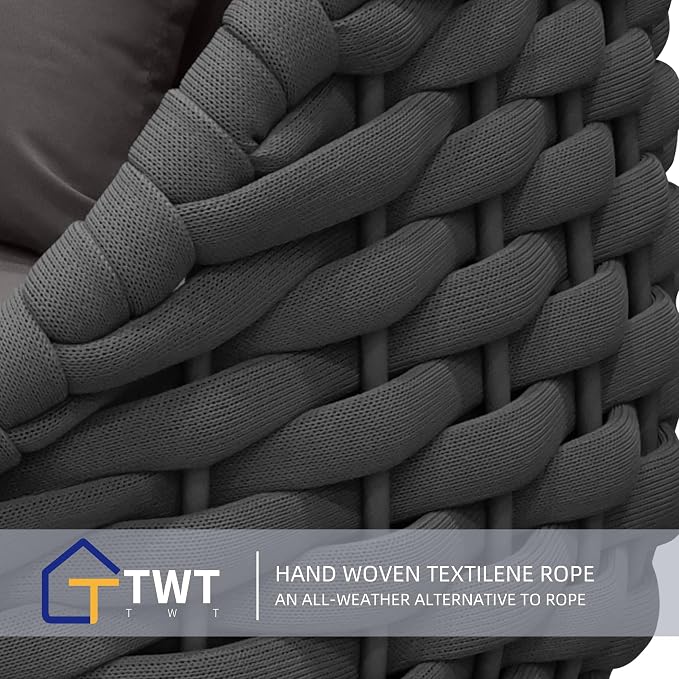 TWT Patio Sofa All-Weather Textilene Rope Balcony Furniture - Image 7