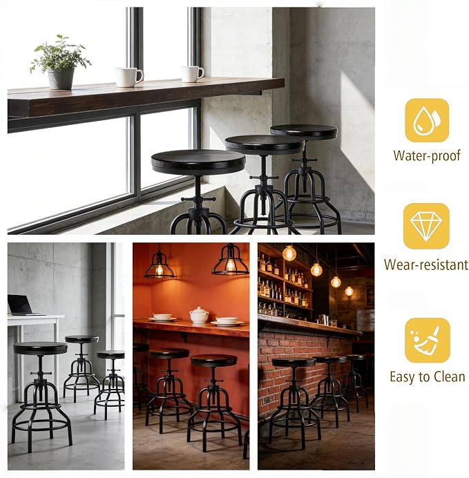 LOKKHAN Vintage Industrial Bar Stool - Image 10