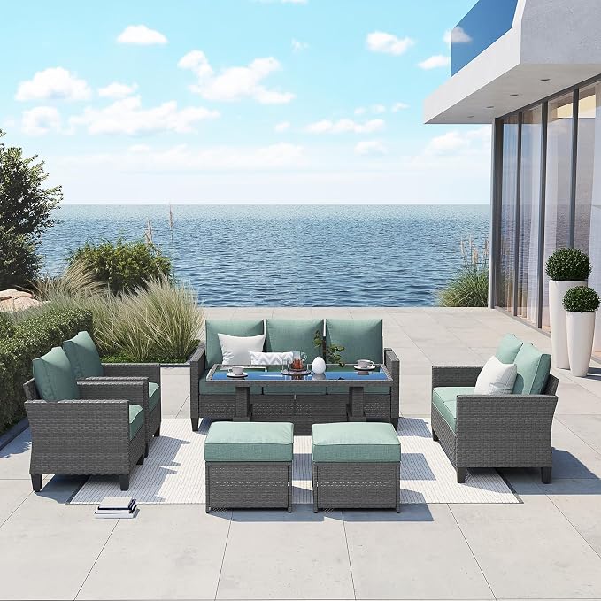 SUNSITT Outdoor Patio Ottoman Set of 2, All Weather Rattan Outdoor Ottoman Set - Image 7
