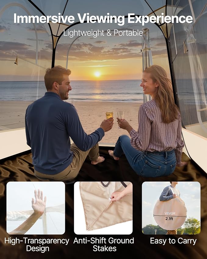 VEVOR Pop up Sports Tent, 8 Sizes Optional Clear Bubble Tent - Image 6